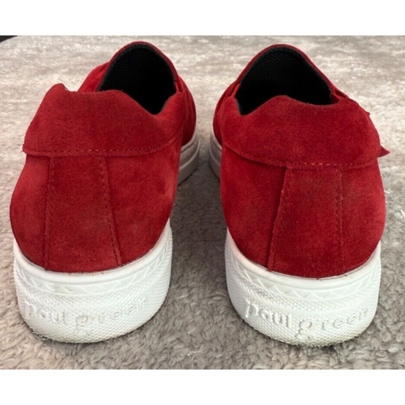 Paul Greene Mickey Red Suede Bow Sneaker Flats Womens Size 7 UK 4.5 - Picture 5 of 8